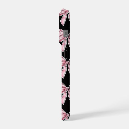 Pink Bow Pattern Phone Case iPhoneケース (左側面)