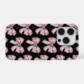Pink Bow Pattern Phone Case iPhoneケース (裏面横)