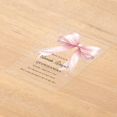 Pink bow pearls elegant Quinceanera luxury clear アクリル招待状 (レイダウン)