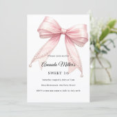 Pink bow pearls elegant Sweet 16 luxury 招待状 (スタンド正面)