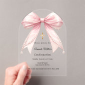 Pink bow pearls girl luxury Confirmation arch アクリル招待状 (インサイチュ (ポータブル))
