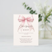 Pink bow pearls knot Bridal Shower invitation (スタンド正面)