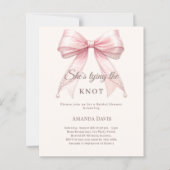 Pink bow pearls knot Bridal Shower invitation (正面)
