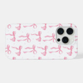 Pink Bow Phone Case – Chic Black & Blush Pattern iPhoneケース (裏面横)