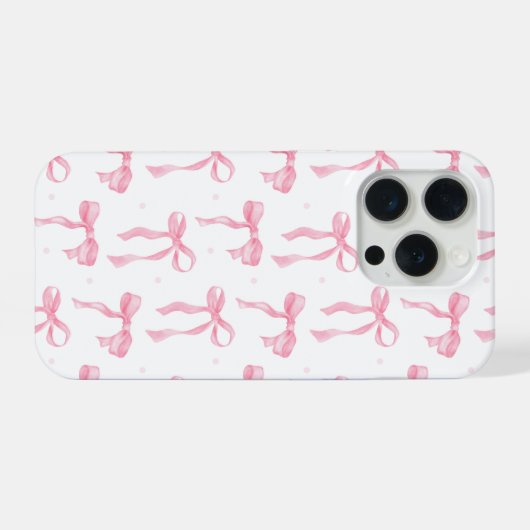 Pink Bow Phone Case – Chic Black & Blush Pattern iPhoneケース (裏面横)