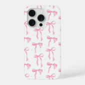Pink Bow Phone Case – Chic Black & Blush Pattern iPhoneケース (裏面)
