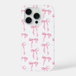 Pink Bow Phone Case – Chic Black & Blush Pattern iPhone 15 Proケース