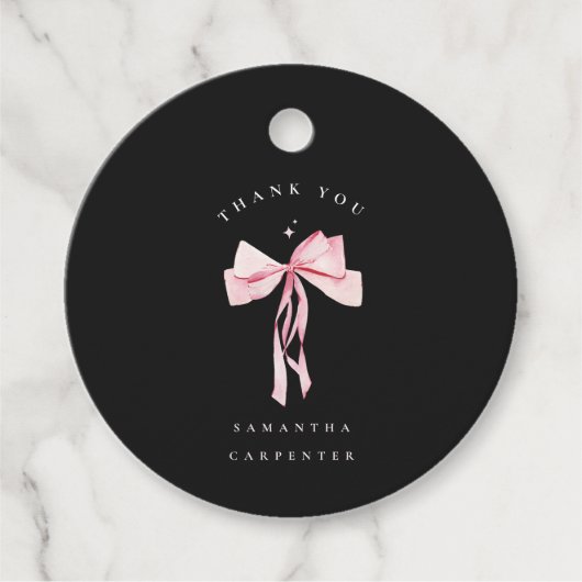 Pink Bow photo black background elegant graduation フェイバータグ (正面)