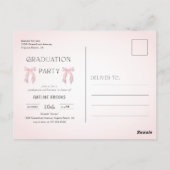 Pink Bow Photo Grad Party Graduation Invitation ポストカード (裏面)