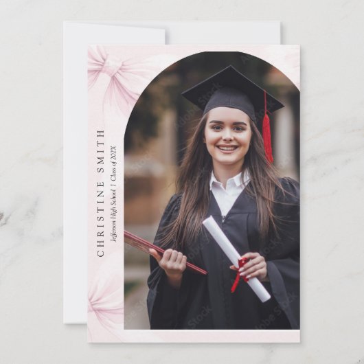 Pink Bow Photo Graduation Party 招待状 (裏面)