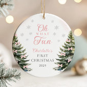 Pink Bow Pine Tree Baby's First Christmas セラミックオーナメント