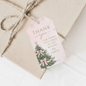 Pink Bow Pine Trees Winter Onederland 1st Birthday ギフトタグ