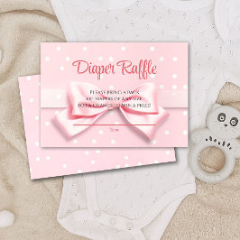 Pink Bow Polka Dots Diaper Raffle Enclosure Card サンキューカード