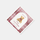 Pink Bow Preppy Teddy Bear 1st Birthday スタンダードカクテルナプキン (角)