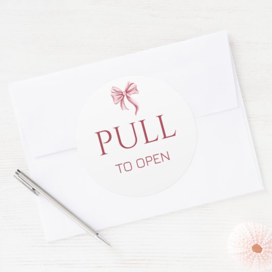 Pink Bow Pull to Open Door Sign ラウンドシール (封筒)
