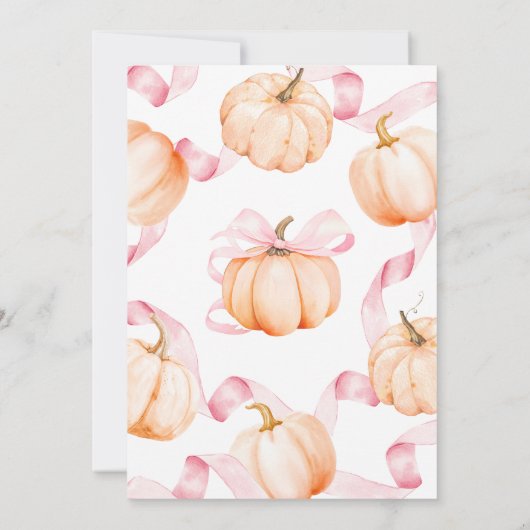 Pink Bow Pumpkin Baby Shower 招待状 (裏面)