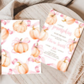 Pink Bow Pumpkin Baby Shower 招待状