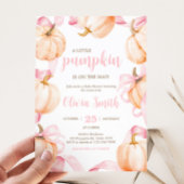 Pink Bow Pumpkin Baby Shower 招待状
