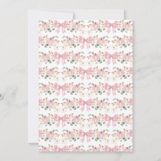 Pink Bow Pumpkin Baby Shower 招待状 (裏面)