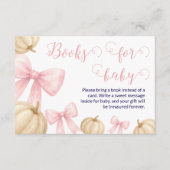 Pink bow Pumpkin Books for Baby Card Baby Shower エンクロージャーカード (正面)