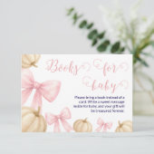 Pink bow Pumpkin Books for Baby Card Baby Shower エンクロージャーカード (スタンド正面)