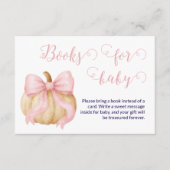 Pink bow Pumpkin Books for Baby Card Baby Shower エンクロージャーカード (正面)