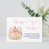 Pink bow Pumpkin Books for Baby Card Baby Shower エンクロージャーカード (スタンド正面)