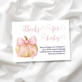 Pink bow Pumpkin Books for Baby Card Baby Shower エンクロージャーカード