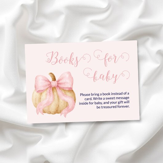 Pink bow Pumpkin Books for Baby Card Baby Shower エンクロージャーカード