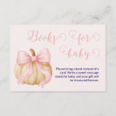 Pink bow Pumpkin Books for Baby Card Baby Shower エンクロージャーカード (正面)