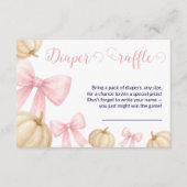 Pink bow Pumpkin diaper raffle Card Baby Shower エンクロージャーカード (正面)