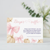 Pink bow Pumpkin diaper raffle Card Baby Shower エンクロージャーカード (スタンド正面)