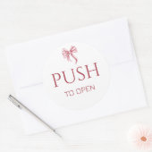 Pink Bow Push to Open Door Sign ラウンドシール (封筒)