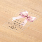 Pink bow Quinceanera luxury clear アクリル招待状 (レイダウン)
