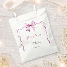 Pink Bow Ribbon Baby Shower フェイバーバッグ