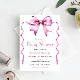 Pink Bow ribbon Baby Shower 招待状