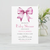 Pink Bow ribbon Baby Shower 招待状 (スタンド正面)