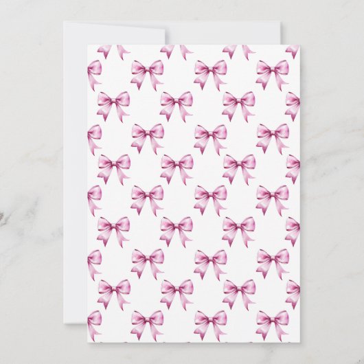 Pink Bow ribbon Baby Shower 招待状 (裏面)