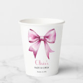 Pink Bow Ribbon Baby Shower 紙コップ (裏面)