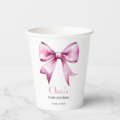 Pink Bow Ribbon Baby Shower 紙コップ (正面)