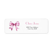Pink Bow Ribbon Baby Shower Address ラベル (正面)