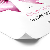 Pink Bow Ribbon Baby Shower Welcome  ポスター (角)