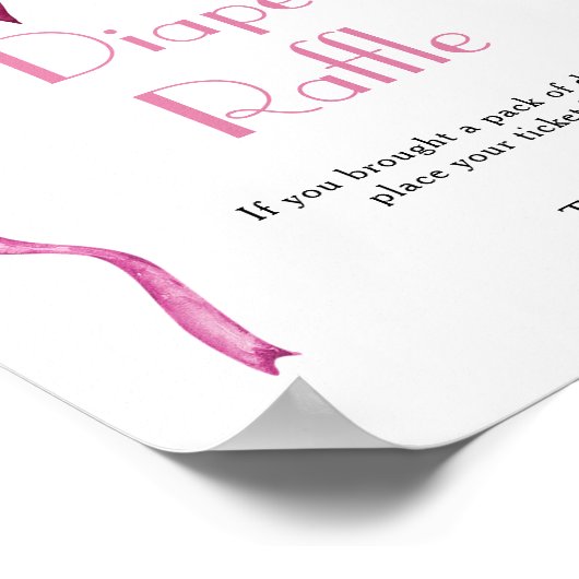 Pink Bow Ribbon Diaper Raffle  ポスター (角)