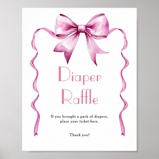 Pink Bow Ribbon Diaper Raffle  ポスター (正面)