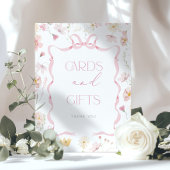 Pink Bow ribbon Wildflower Cards and gifts ポスター