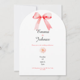pink bow rose chic wedding invitation 招待状