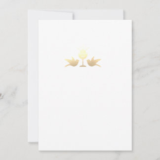 Pink Bow Rose Gold First Holy Communion 招待状