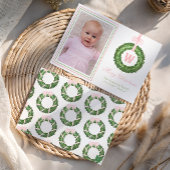 Pink Bow Sash Christmas Monogram Wreath シーズンカード