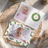 Pink Bow Sash Christmas Monogram Wreath シーズンカード