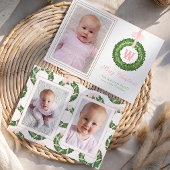 Pink Bow Sash Christmas Monogram Wreath シーズンカード